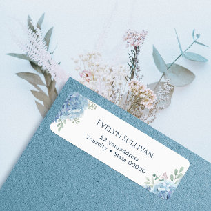 Etikett für die Blaue Hydrangea-Rückadresse