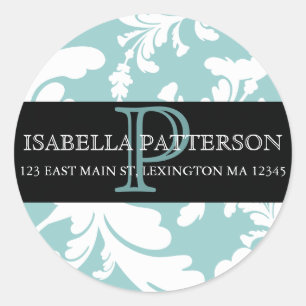 Etikett für die Floral-Monogramm-Circle-Address-La Runder Aufkleber