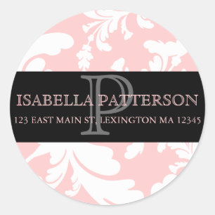 Etikett für die Floral-Monogramm-Circle-Address-La Runder Aufkleber