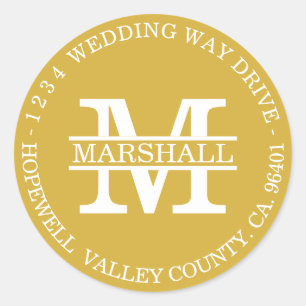 Etikett für die Gold Circle-Rücksendeadresse des M Runder Aufkleber