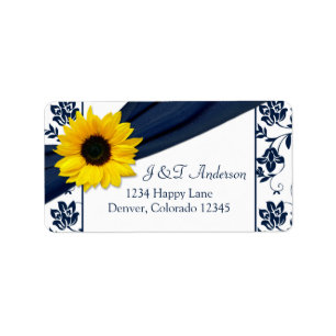 Etikett für die Hochzeitadresse der Sonnenblume Na Adressaufkleber