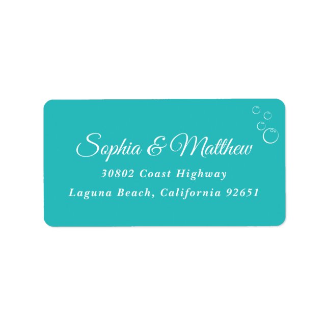 Etikett für die Hochzeitrücksendeadresse | Türkis Adressaufkleber (Vorne)
