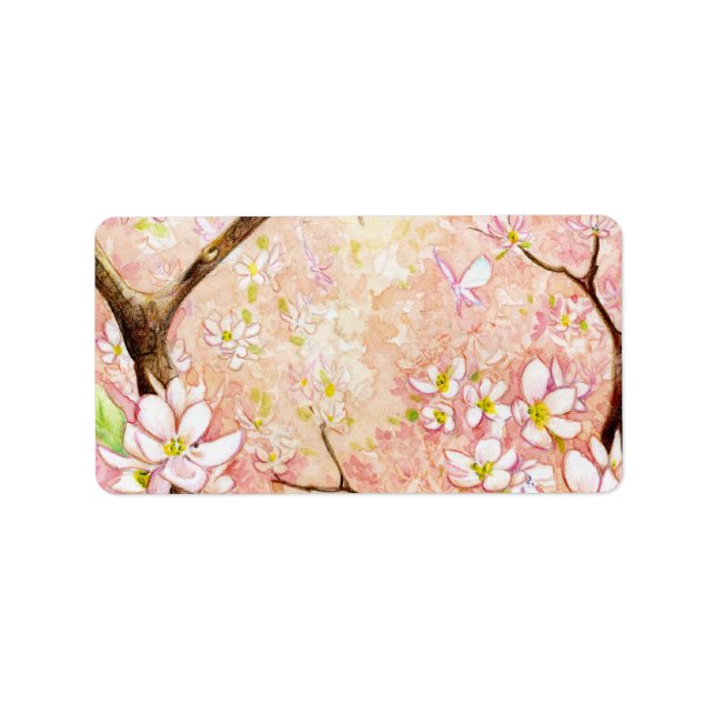Etikett für die rosa Blossom-Ansicht Adressaufkleber (Vorne)