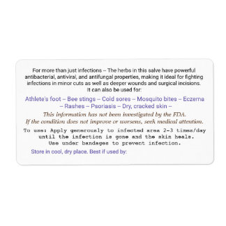 Etikett für die Rückseite der Salve Glas.