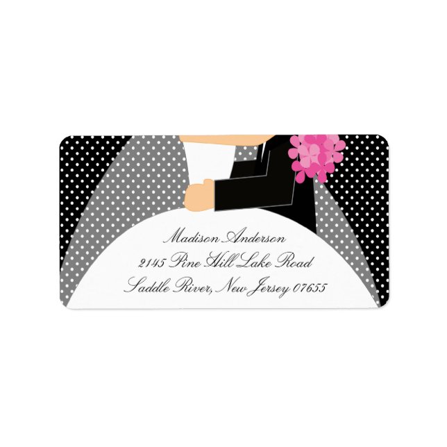 Etikett für die schwarze Punktbrücke und die Groom Adressaufkleber (Vorne)