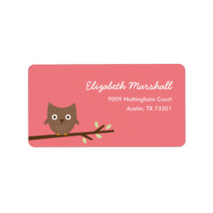 Etikett für die süße Owl-Adresse (Rosa) Adressaufkleber