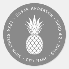 Etikett für die Tropische Rücksendeadresse von wei Runder Aufkleber