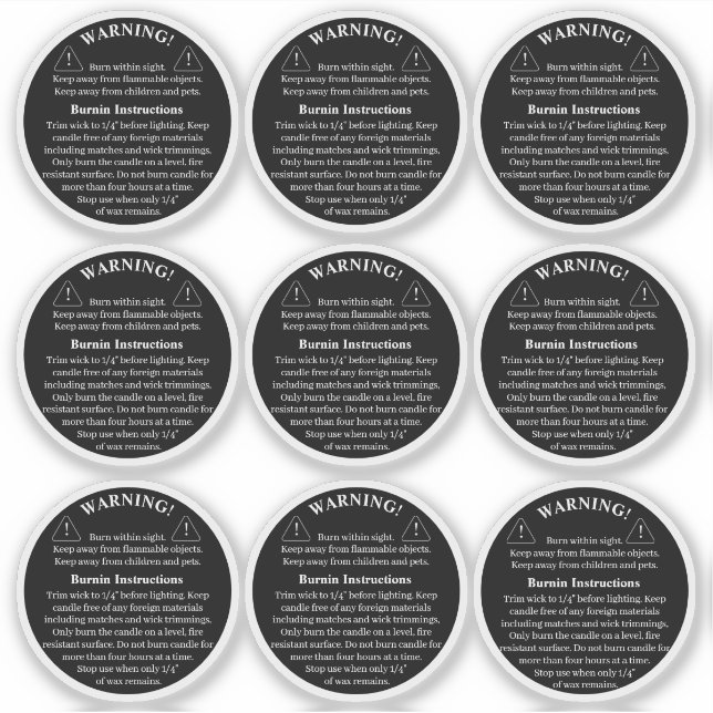 Etikett für die Vinyl-Warnung bei Kerzen (Vorderseite)