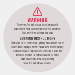 Etikett für die Warnung und das Brennen von Kerzen Runder Aufkleber