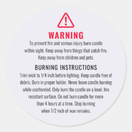 Etikett für die Warnung und das Brennen von Kerzen Runder Aufkleber
