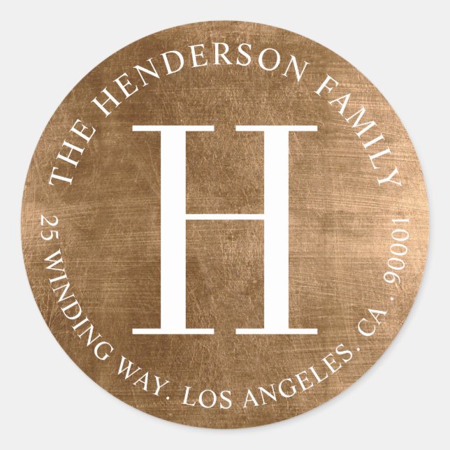 Etikett für eine monogramm-ältere Gold-Rücksendead Runder Aufkleber (Vorderseite)