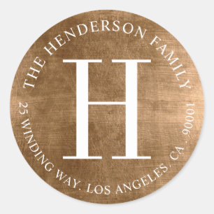 Etikett für eine monogramm-ältere Gold-Rücksendead Runder Aufkleber