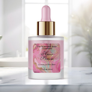 Etikett für eine rosa Marmor- und Gold-Glitter-Tro Quadratischer Aufkleber
