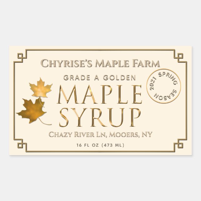 Etikett für Elfenbeinkapselsirup mit Leaf und Datu Rechteckiger Aufkleber (Vorderseite)