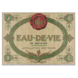 Etikett für französischen Brandy aus alter Zeit Schneidebrett