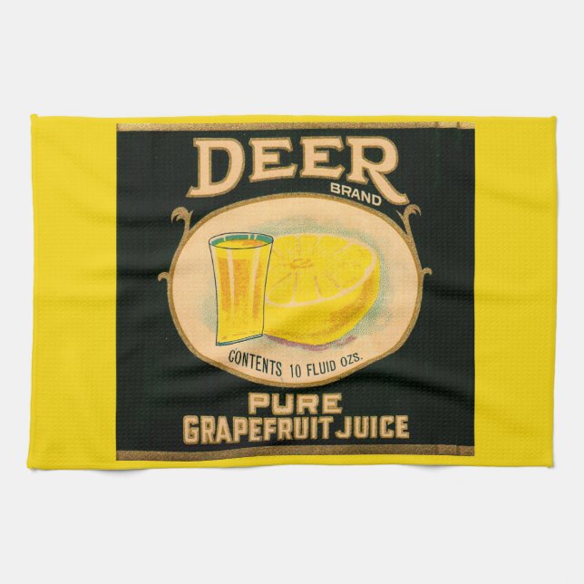 Etikett für Grapefruitsaft der 1930er Jahre Geschirrtuch (Horizontal)