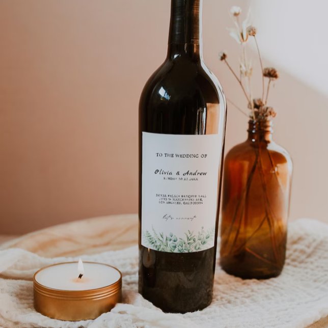 Etikett für grüne Weinflaschen Vorlage (Greenery wine bottle label Template)