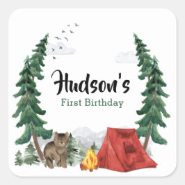 Etikett für Happy Camper Quadratischer Aufkleber