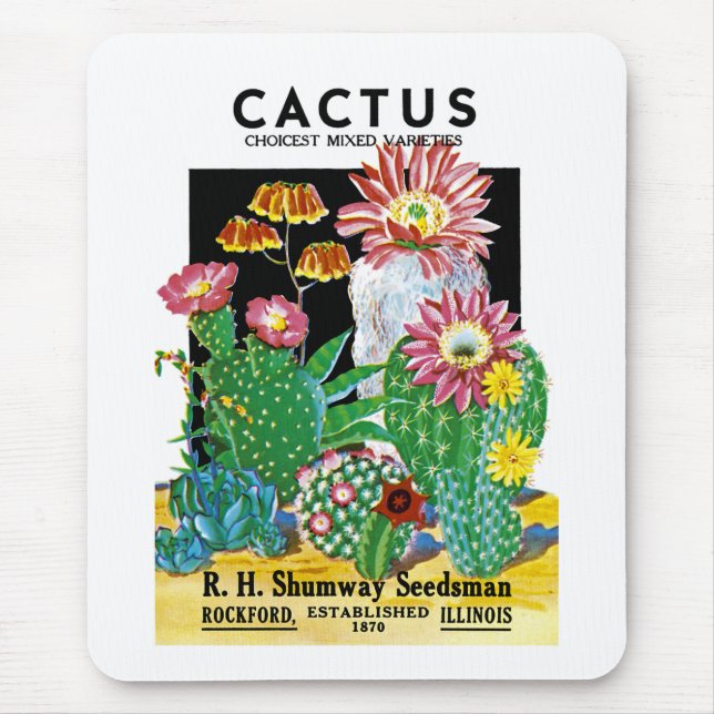 Etikett für Kaktus-Saatpackungen Mousepad (Vorne)