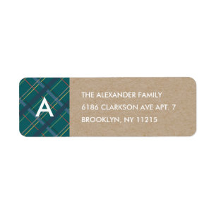 Etikett für Karierte Monogramm - Aquamarin