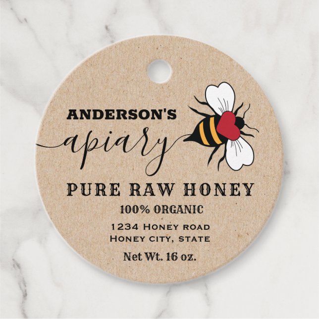 Etikett für Kraft-Herz-Biene-Drehbuch Geschenkanhänger (Vorderseite)