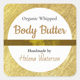 Etikett für kundenspezifische Gold Body Butter Off Quadratischer Aufkleber