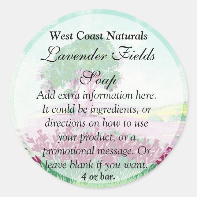 Etikett für Lavendelblumenseife und -bäder Runder Aufkleber (Vorderseite)