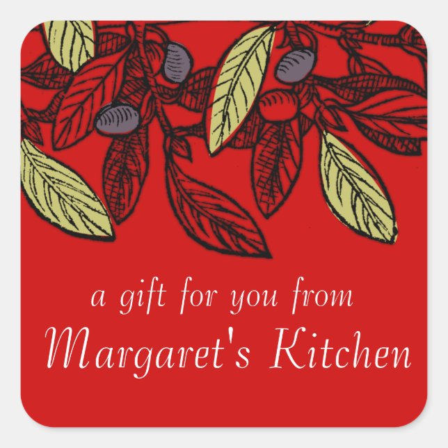 Etikett für Lebensmittel mit eigener Farbe Quadratischer Aufkleber (Vorderseite)