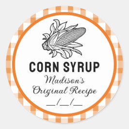 Etikett für Maissirup mit orangefarbenem kariertem Runder Aufkleber