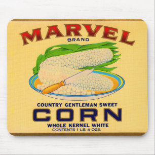 Etikett für Marvel-Dosen aus Mais aus den 1930ern Mousepad