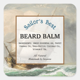 Etikett für Nautic Beard Balm Quadratischer Aufkleber