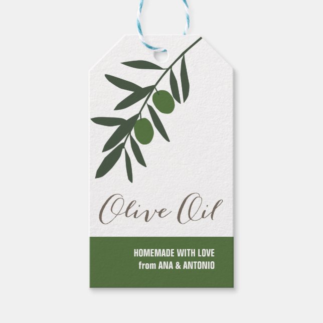 Etikett für Olivenöl mit Zusatz von Alkohol, Geschenkanhänger (Vorderseite)