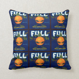 Etikett für Orangen mit vollständiger Markenbeze Kissen