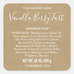 Etikett für Papieraussehen von Artisan Soap Kraft Quadratischer Aufkleber