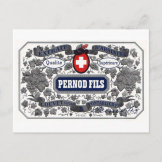 Etikett für Pernod-Dateien auf Postkarte