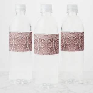 Etikett für rosa Blumen-Wasserflasche