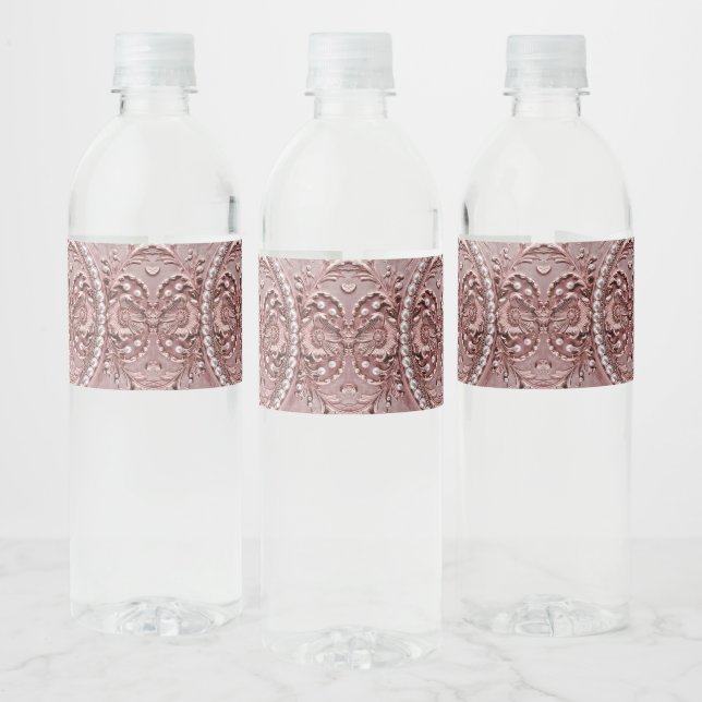 Etikett für rosa Blumen-Wasserflasche (Flaschen)