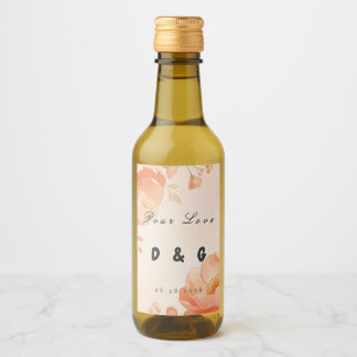 Etikett für rosafarbene Flasche mit floralem Sekt