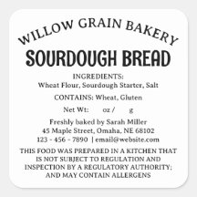 Etikett für Sauerteigbrot nach dem Nebraska Cottag