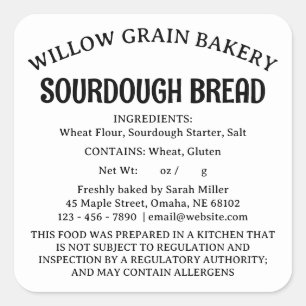 Etikett für Sauerteigbrot nach dem Nebraska Cottag Quadratischer Aufkleber