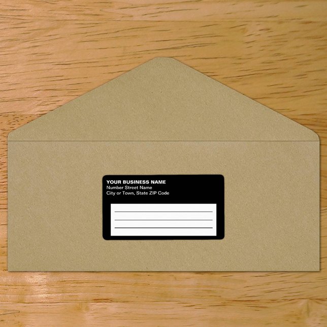 Etikett für schlichte Schwarze Unternehmen (Plain text black business shipping label on envelope)