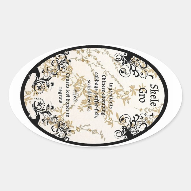 Etikett für schwarze Tränke Ovaler Aufkleber (Vorderseite)