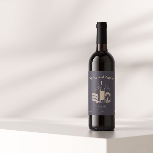 Etikett für schwarze und goldene Flaschen (Black & Gold Wine Bottle Label Sticker)