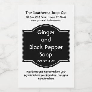 Etikett für schwarze und weiße Badeprodukte