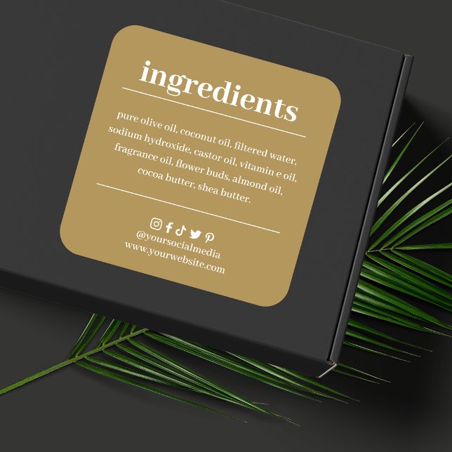 Etikett für Seifenzutaten Quadratischer Aufkleber (Von Creator hochgeladen)