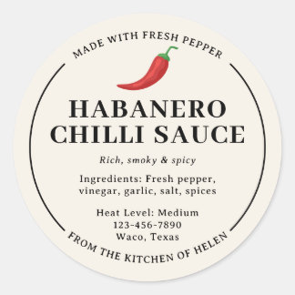 Etikett für selbstgemachte Habanero-Chili-Sauce im Runder Aufkleber