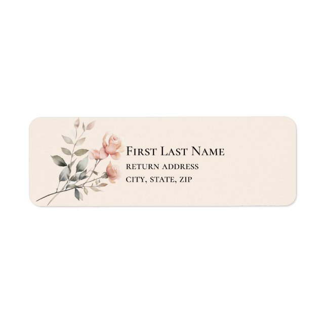 Etikett für Soft Peach-Hochzeitrücksendeadresse (Vorne)