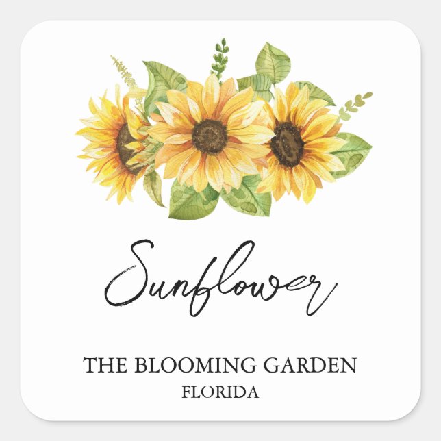 Etikett für Sonnenblumenkerne Quadratischer Aufkleber (Vorderseite)