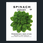 Etikett für Spinat-Saatgut Poster<br><div class="desc">Vintage Samenverpackungsetiketten für Gartenpflanzen und Blume.</div>