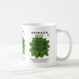 Etikett für Spinatsamenpackung Kaffeetasse